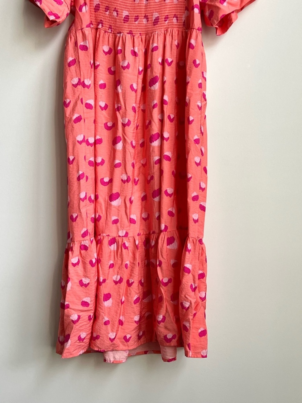 Michelle Mcdowell Daphne Dress Size Large Rough Runner Coral Midi Tiered Preppy - Picture 13 of 16